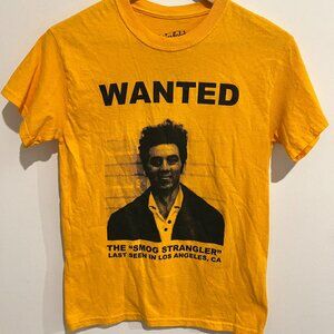 SEINFELD Kramer Smog Strangler Wanted Yellow Graphic T-Shirt size SMALL S
